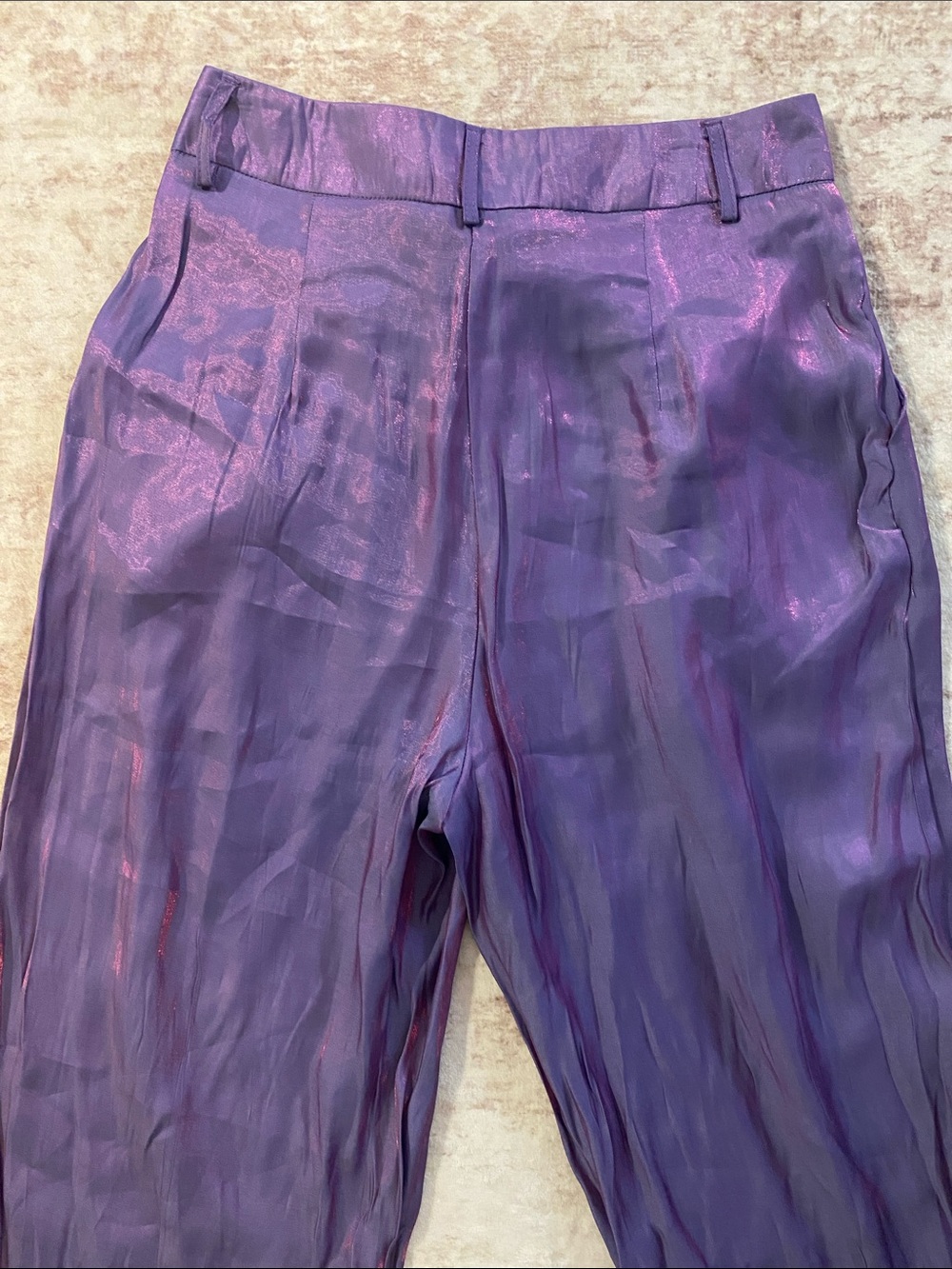 Nasty Gal Purple Iridescent Wide-Leg Pants - Picture 4 of 6